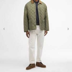 Barbour Olive Quilted Jacket with Tan Collar